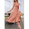 MEROKEETY Women’s 2026 Summer Sleeveless Midi Dress One Shoulder Knot Smocked Split Formal Cocktail Wedding Guest Dresses(Tawny Orange)