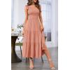 MEROKEETY Women’s 2026 Summer Sleeveless Midi Dress One Shoulder Knot Smocked Split Formal Cocktail Wedding Guest Dresses(Tawny Orange)