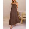 MEROKEETY Women’s Summer Spaghetti Straps Sundress 2026 Casual Sleeveless Floral Lace Eyelet Boho Beach Maxi Dress(Brown)