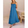 MEROKEETY Women’s Summer Spaghetti Straps Sundress 2026 Casual Sleeveless Floral Lace Eyelet Boho Beach Maxi Dress(Dustyblue)