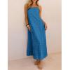 MEROKEETY Women’s Summer Spaghetti Straps Sundress 2026 Casual Sleeveless Floral Lace Eyelet Boho Beach Maxi Dress(Dustyblue)