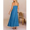 MEROKEETY Women’s Summer Spaghetti Straps Sundress 2026 Casual Sleeveless Floral Lace Eyelet Boho Beach Maxi Dress(Dustyblue)