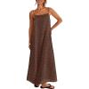 MEROKEETY Women’s Summer Spaghetti Straps Sundress 2026 Casual Sleeveless Floral Lace Eyelet Boho Beach Maxi Dress(Brown)