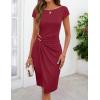 MEROKEETY Women’s 2026 Summer Bodycon Mini Dress Cap Sleeve Ruched Wedding Guest Cocktail Party Beach Sundress(Wine)