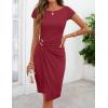 MEROKEETY Women’s 2026 Summer Bodycon Mini Dress Cap Sleeve Ruched Wedding Guest Cocktail Party Beach Sundress(Wine)