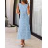 MEROKEETY Womens 2026 Summer Floral Maxi Dress Sleeveless Tie Waist Elegant Formal Bodycon Wedding Guest Party Long Dresses(Blue)