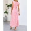 MEROKEETY Womens 2026 Summer Floral Maxi Dress Sleeveless Tie Waist Elegant Formal Bodycon Wedding Guest Party Long Dresses(Pink)