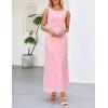MEROKEETY Womens 2026 Summer Floral Maxi Dress Sleeveless Tie Waist Elegant Formal Bodycon Wedding Guest Party Long Dresses(Pink)