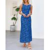 MEROKEETY Womens 2026 Summer Floral Maxi Dress Sleeveless Tie Waist Elegant Formal Bodycon Wedding Guest Party Long Dresses(Royalblue)
