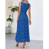 MEROKEETY Womens 2026 Summer Floral Maxi Dress Sleeveless Tie Waist Elegant Formal Bodycon Wedding Guest Party Long Dresses(Royalblue)
