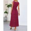 MEROKEETY Womens 2026 Summer Floral Maxi Dress Sleeveless Tie Waist Elegant Formal Bodycon Wedding Guest Party Long Dresses(Wine)