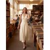 MEROKEETY Women’s Formal Halter Maxi Dress 2026 Summer Backless Sleeveless V Neck Ruched Cocktail Wedding Guest Dresses(Apricot)