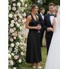 MEROKEETY Women’s Formal Halter Maxi Dress 2026 Summer Backless Sleeveless V Neck Ruched Cocktail Wedding Guest Dresses(Black)