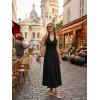 MEROKEETY Women’s Formal Halter Maxi Dress 2026 Summer Backless Sleeveless V Neck Ruched Cocktail Wedding Guest Dresses(Black)