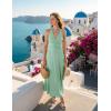 MEROKEETY Women’s Formal Halter Maxi Dress 2026 Summer Backless Sleeveless V Neck Ruched Cocktail Wedding Guest Dresses(Sage)