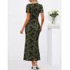 MEROKEETY Women’s Summer Floral Bodycon Maxi Dress 2026 Square Neck Short Sleeve Mesh Wedding Guest Cocktail Party Dresses(Army Green)