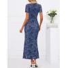 MEROKEETY Women’s Summer Floral Bodycon Maxi Dress 2026 Square Neck Short Sleeve Mesh Wedding Guest Cocktail Party Dresses(Dusty Blue)