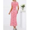 MEROKEETY Women’s Summer Floral Bodycon Maxi Dress 2026 Square Neck Short Sleeve Mesh Wedding Guest Cocktail Party Dresses(Pink)