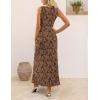 MEROKEETY Women’s Summer Floral Ruffle Maxi Dress 2026 Sleeveless High Slit Bodycon Formal Cocktail Wedding Guest Dresses(Brown)