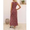 MEROKEETY Women’s Summer Floral Ruffle Maxi Dress 2026 Sleeveless High Slit Bodycon Formal Cocktail Wedding Guest Dresses(Winered)