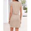 MEROKEETY Women’s Summer Short Sleeve Mini Dress 2026 Casual V Neck Tie Waist Beach Vacation T-Shirt Sundress with Pockets(Apricot)