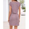 MEROKEETY Women’s Summer Short Sleeve Mini Dress 2026 Casual V Neck Tie Waist Beach Vacation T-Shirt Sundress with Pockets(Dusty Pink)