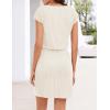 MEROKEETY Women’s Summer Short Sleeve Mini Dress 2026 Casual V Neck Tie Waist Beach Vacation T-Shirt Sundress with Pockets(White)