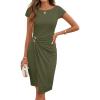 MEROKEETY Women’s 2026 Summer Bodycon Mini Dress Cap Sleeve Ruched Wedding Guest Cocktail Party Beach Sundress(Armygreen)