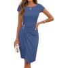 MEROKEETY Women’s 2026 Summer Bodycon Mini Dress Cap Sleeve Ruched Wedding Guest Cocktail Party Beach Sundress(Dustyblue)