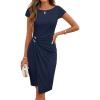 MEROKEETY Women’s 2026 Summer Bodycon Mini Dress Cap Sleeve Ruched Wedding Guest Cocktail Party Beach Sundress(Navy)