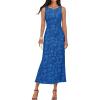 MEROKEETY Womens 2026 Summer Floral Maxi Dress Sleeveless Tie Waist Elegant Formal Bodycon Wedding Guest Party Long Dresses(Royalblue)