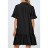 MEROKEETY Women’s 2026 Summer Casual Shirt Dress Button Down Ruffle Sleeve Shift Mini Dresses with Pockets(Black)