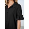MEROKEETY Women’s 2026 Summer Casual Shirt Dress Button Down Ruffle Sleeve Shift Mini Dresses with Pockets(Black)