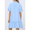MEROKEETY Women’s 2026 Summer Casual Shirt Dress Button Down Ruffle Sleeve Shift Mini Dresses with Pockets(Blue)