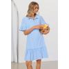 MEROKEETY Women’s 2026 Summer Casual Shirt Dress Button Down Ruffle Sleeve Shift Mini Dresses with Pockets(Blue)