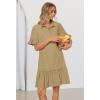 MEROKEETY Women’s 2026 Summer Casual Shirt Dress Button Down Ruffle Sleeve Shift Mini Dresses with Pockets(Khaki)