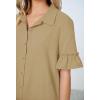 MEROKEETY Women’s 2026 Summer Casual Shirt Dress Button Down Ruffle Sleeve Shift Mini Dresses with Pockets(Khaki)