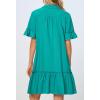 MEROKEETY Women’s 2026 Summer Casual Shirt Dress Button Down Ruffle Sleeve Shift Mini Dresses with Pockets(Lake Green)