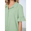 MEROKEETY Women’s 2026 Summer Casual Shirt Dress Button Down Ruffle Sleeve Shift Mini Dresses with Pockets(Light Green)
