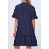 MEROKEETY Women’s 2026 Summer Casual Shirt Dress Button Down Ruffle Sleeve Shift Mini Dresses with Pockets(Navy)