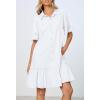 MEROKEETY Women’s 2026 Summer Casual Shirt Dress Button Down Ruffle Sleeve Shift Mini Dresses with Pockets(White)