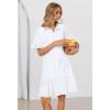 MEROKEETY Women’s 2026 Summer Casual Shirt Dress Button Down Ruffle Sleeve Shift Mini Dresses with Pockets(White)