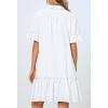 MEROKEETY Women’s 2026 Summer Casual Shirt Dress Button Down Ruffle Sleeve Shift Mini Dresses with Pockets(White)