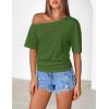 MEROKEETY Women’s Off The Shoulder Short Sleeve Tops 2026 Summer Casual Going Out Trendy Y2k T Shirts(Green)