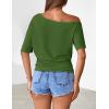 MEROKEETY Women’s Off The Shoulder Short Sleeve Tops 2026 Summer Casual Going Out Trendy Y2k T Shirts(Green)