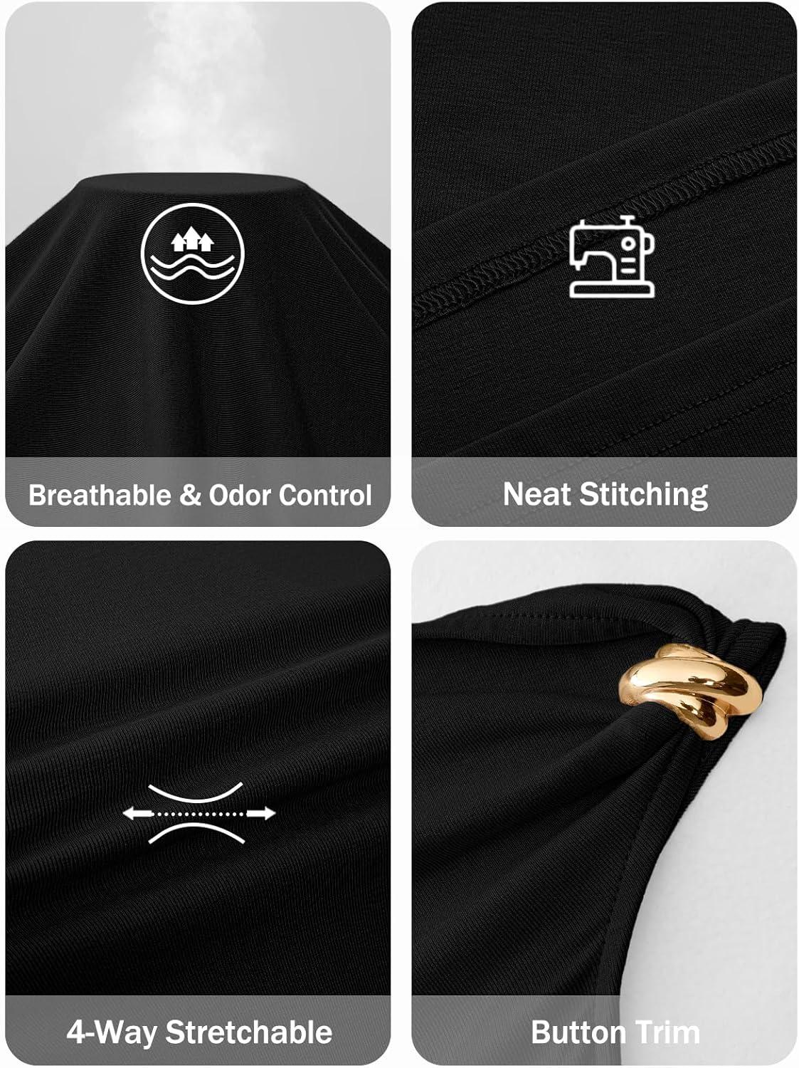 imageMEROKEETY Womens Wedding Guest One Shoulder Dresses 2026 Summer Formal Elegant Cocktail Party Midi DressBlack