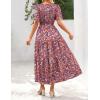 MEROKEETY Women’s Spring Summer Floral Maxi Dresses 2026 Casual Beach Vacation Boho V Neck Short Sleeve Midi Dress Pockets(Purple)