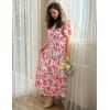 MEROKEETY Women’s Spring Summer Floral Maxi Dresses 2026 Casual Beach Vacation Boho V Neck Short Sleeve Midi Dress Pockets(White Rose)