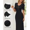 MEROKEETY Womens Spring Summer Ribbed Midi Dress 2026 Bodycon Ruffled Short Sleeve V Neck Button Elegant Knit Sweater Dresses(Black)