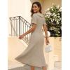 MEROKEETY Womens Spring Summer Ribbed Midi Dress 2026 Bodycon Ruffled Short Sleeve V Neck Button Elegant Knit Sweater Dresses(Khaki)